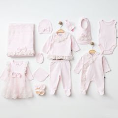 Pembe Kokoş Elbiseli Hastane Çıkışı- 12 Parça- 0.3 Ay