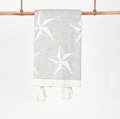 Gri Deniz Yıldızlı Yünlü Battaniye- 85X95 cm