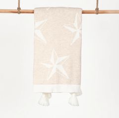Krem Rengi Deniz Yıldızlı Yünlü Battaniye- 85X95 cm