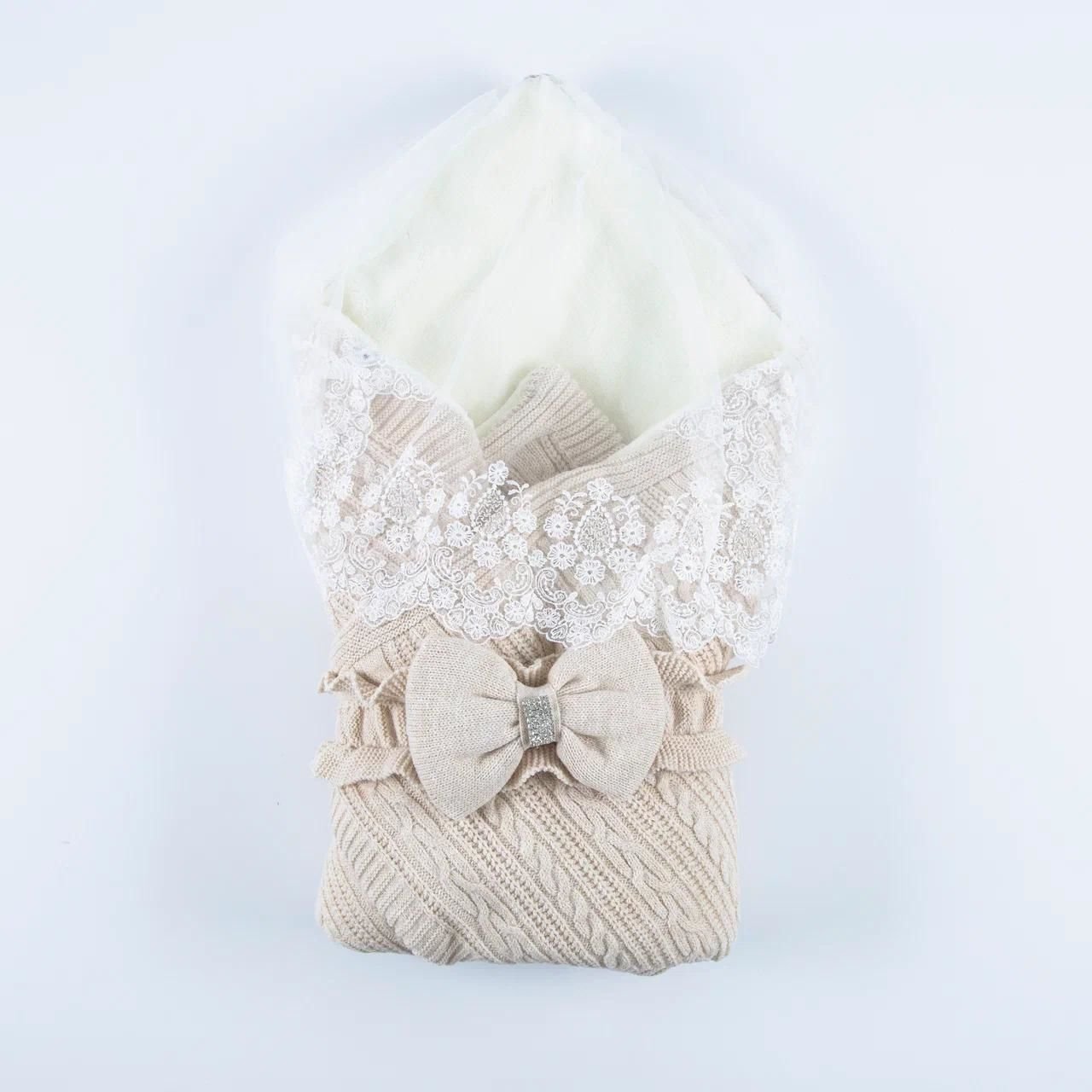 Duvaklı- Yünlü Kundak Battaniye- Bej Renk