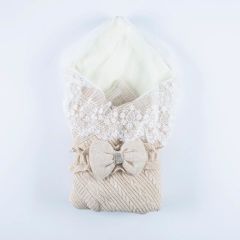 Duvaklı- Yünlü Kundak Battaniye- Bej Renk