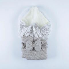 Duvaklı- Yünlü Kundak Battaniye- Gri Renk