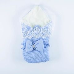 Duvaklı- Yünlü Kundak Battaniye- Mavi Renk