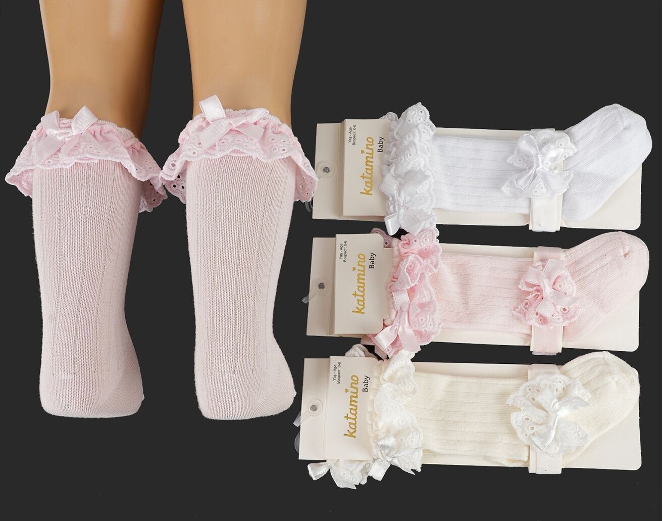 Fırfır Detaylı Diz Altı Çorap- 0.6 Ay