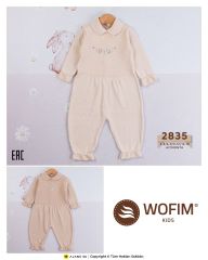 Çiçek İşleme İnce Triko Tulum-Bej Rengi