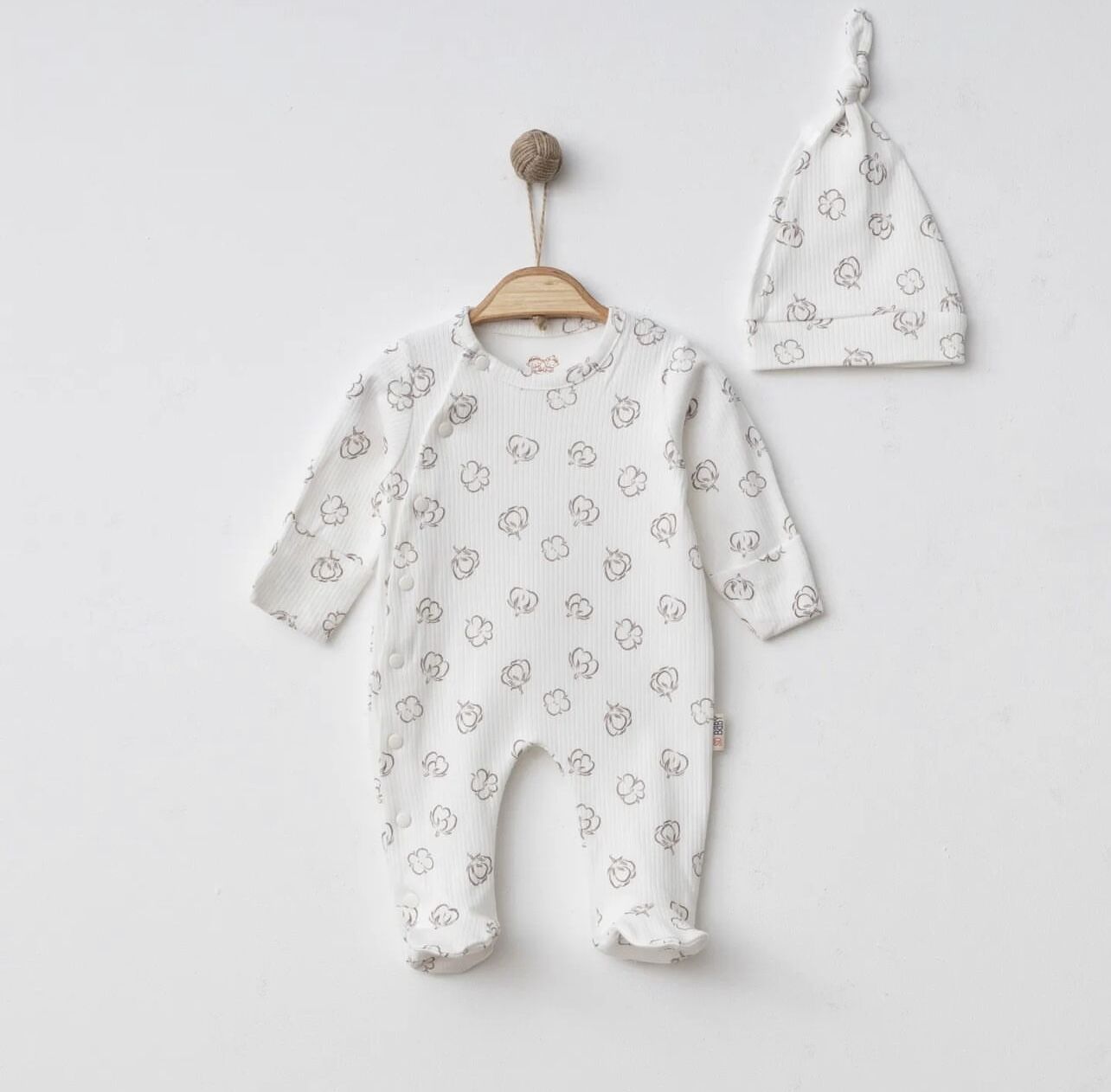 Beyaz Fitilli Kumaş Tulum Seti