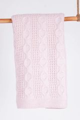 Pembe Renk Yünlü Battaniye- Ölçü: 85x95 cm