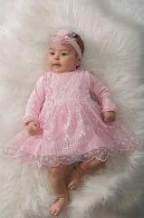 Fisto Detaylı Elbise Seti- Pembe