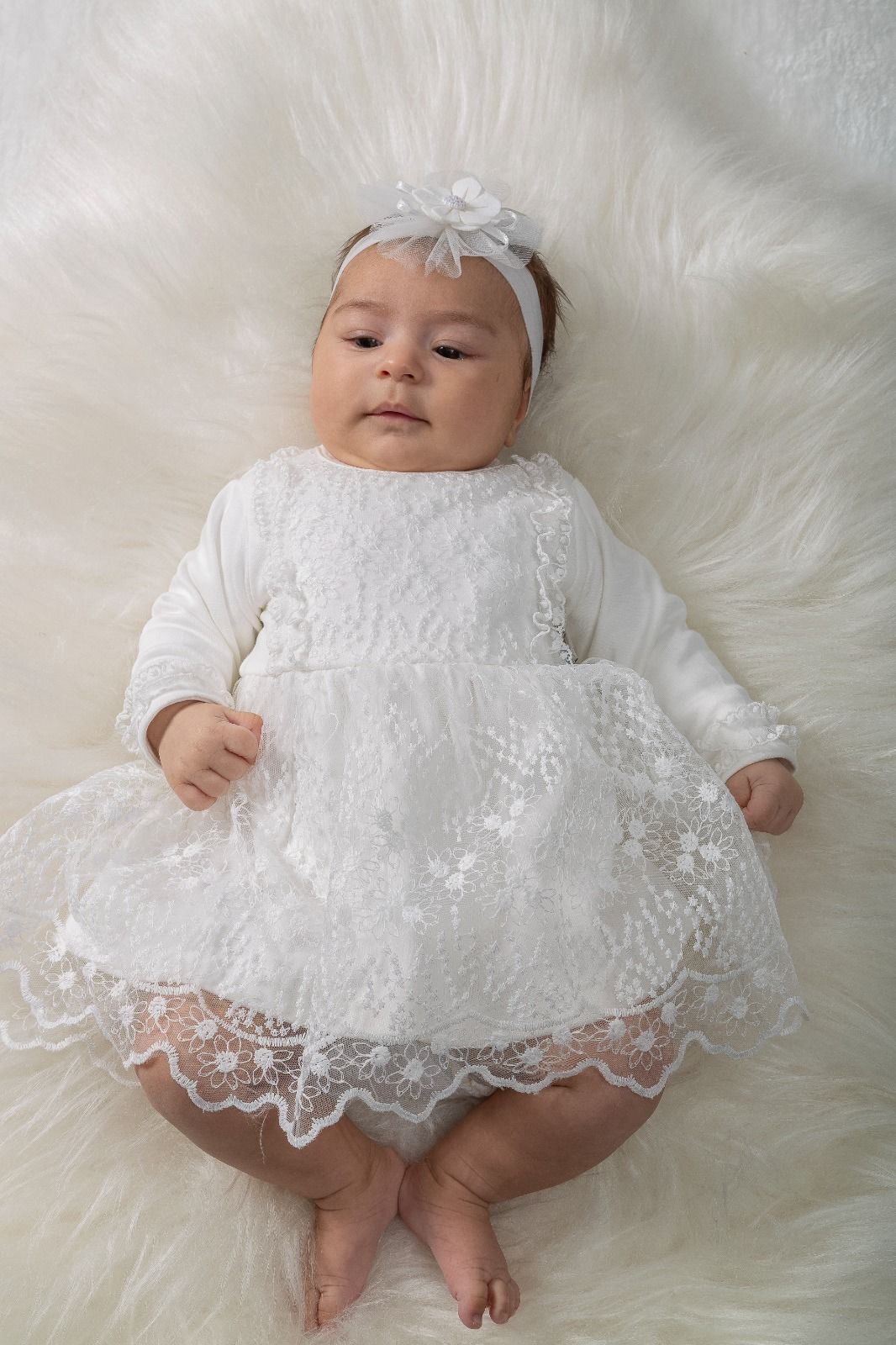 Fisto Detaylı Elbise Seti- Krem