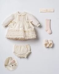 Organik Çiçek İşlemeli Set- 3.6 ay-5 Parça