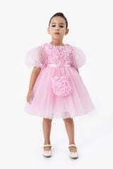 Pudra Rengi Kız Elbise Ve Çanta