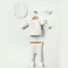 Waffle Kumaş Set- 5 Parça - 0.3 Ay- Krem