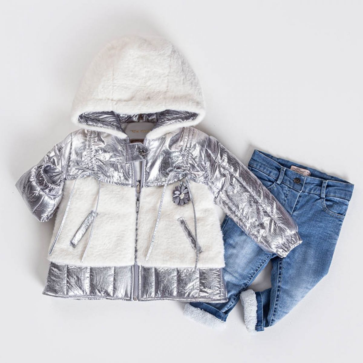 Gri Montlu Set (Mont-Badi-Pantalon) 9-24 Ay