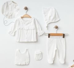 Ekru Fisto Detaylı Set- 5 Parça