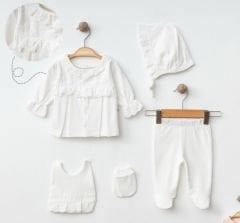 Ekru Fisto Detaylı Set- 5 Parça