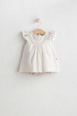 Bej Renk Nakışlı Fırfırlı Şortlu Elbise