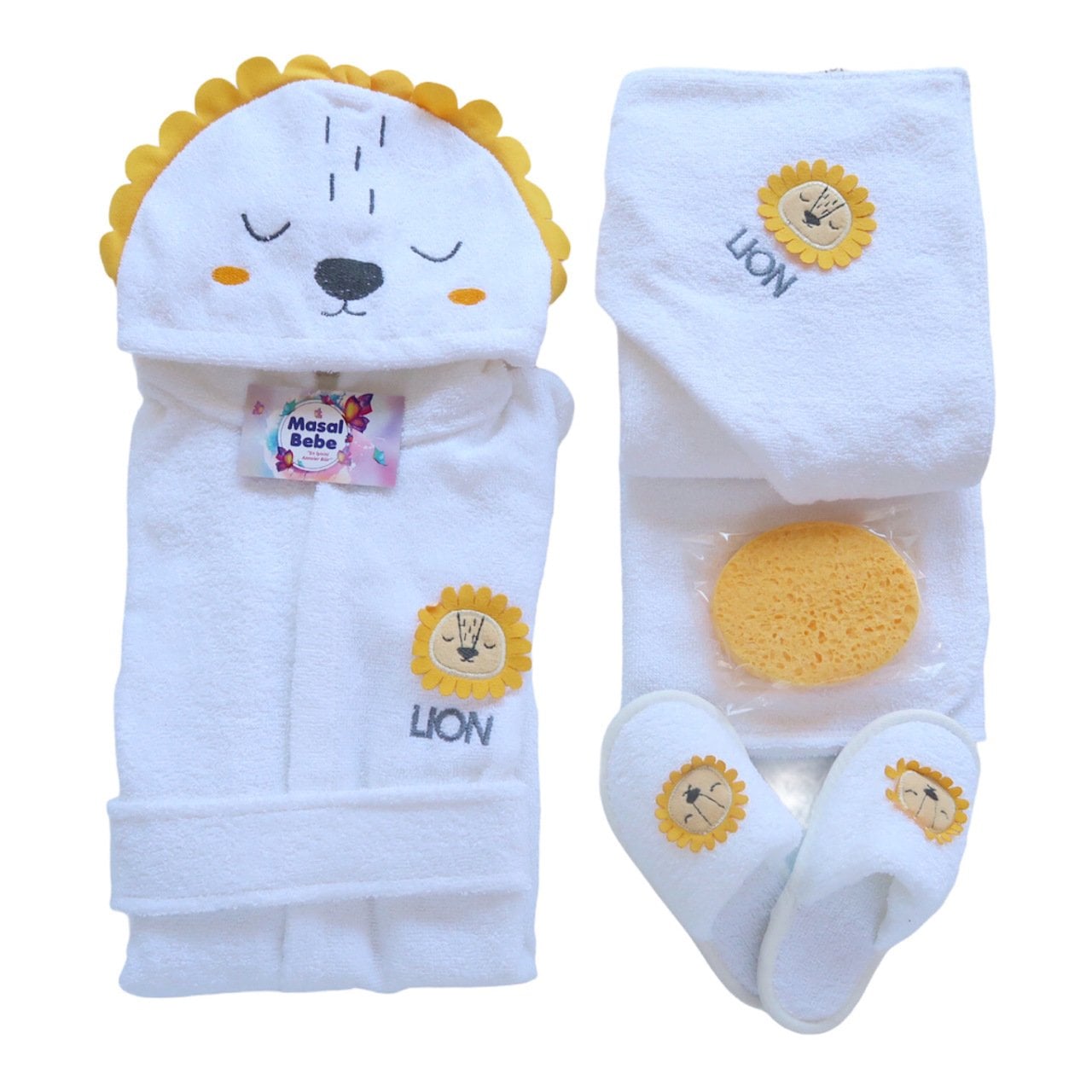 Sarı Aslan Detaylı Bornoz Seti