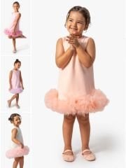 Tütülü Abiye Elbise- Pembe