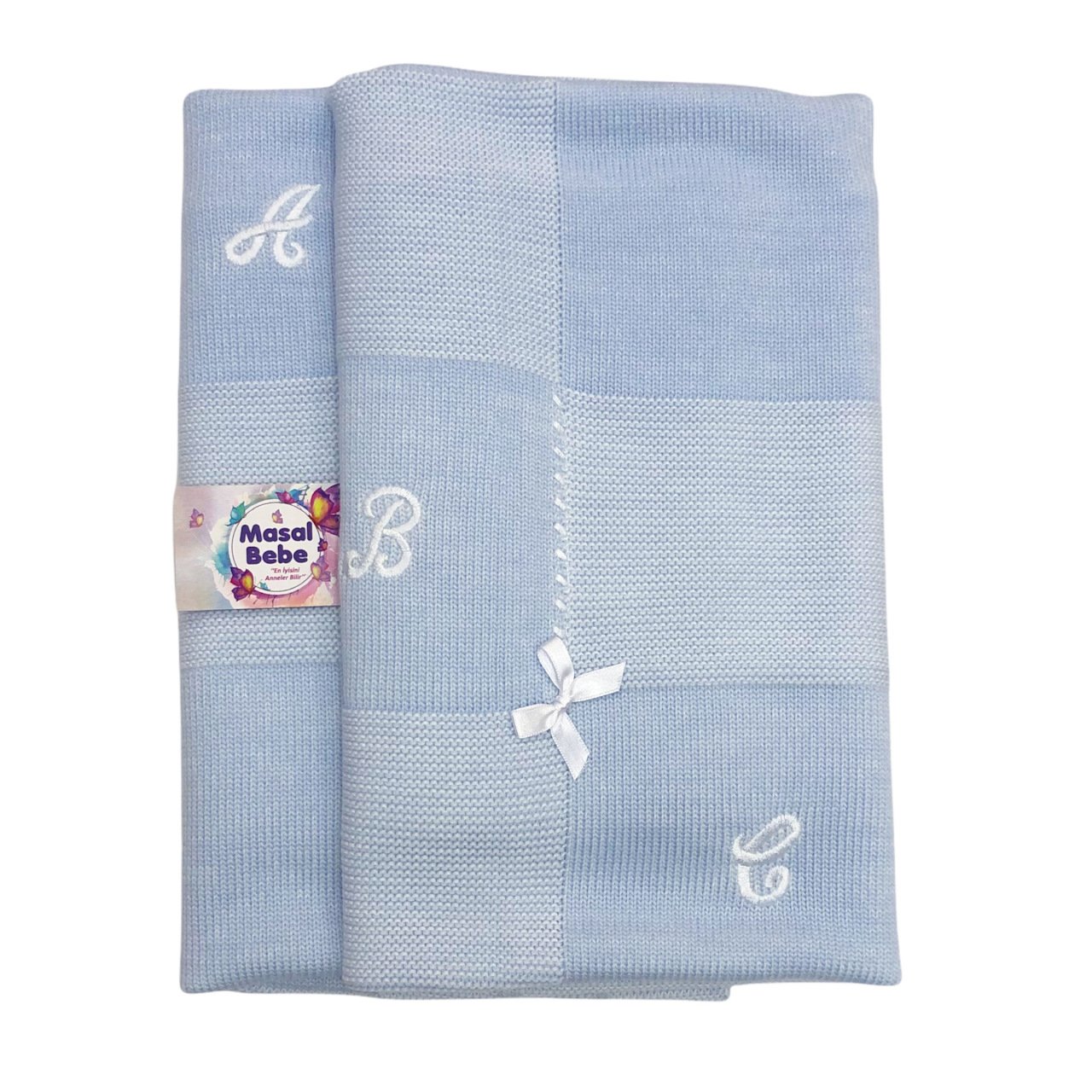 Triko Bebek Battaniyesi- Mavi Renk