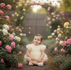 Gül Detaylı Romper Ekru- 6/36 Ay arası