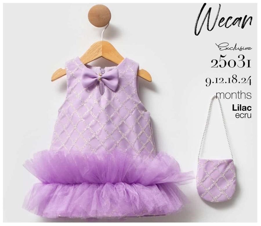 Çantalı Tütülü Elbise- Lila