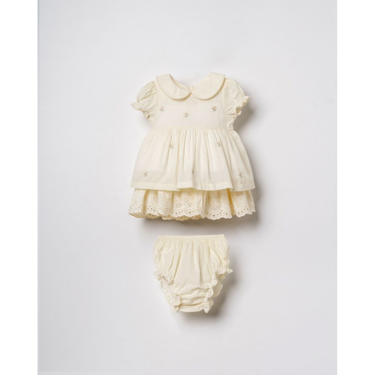 Organik Çiçek İşlemeli Elbise ve Kilot