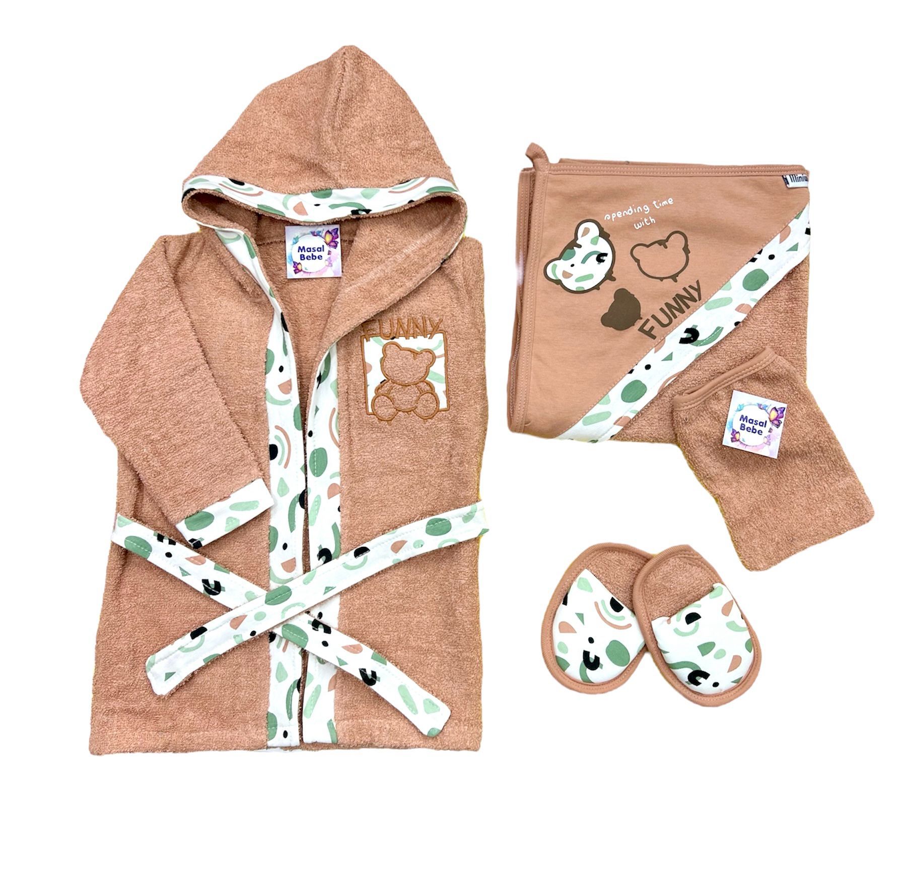 Turuncu Ayıcık Bornoz Seti