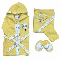 Sarı Panda Bornoz Seti