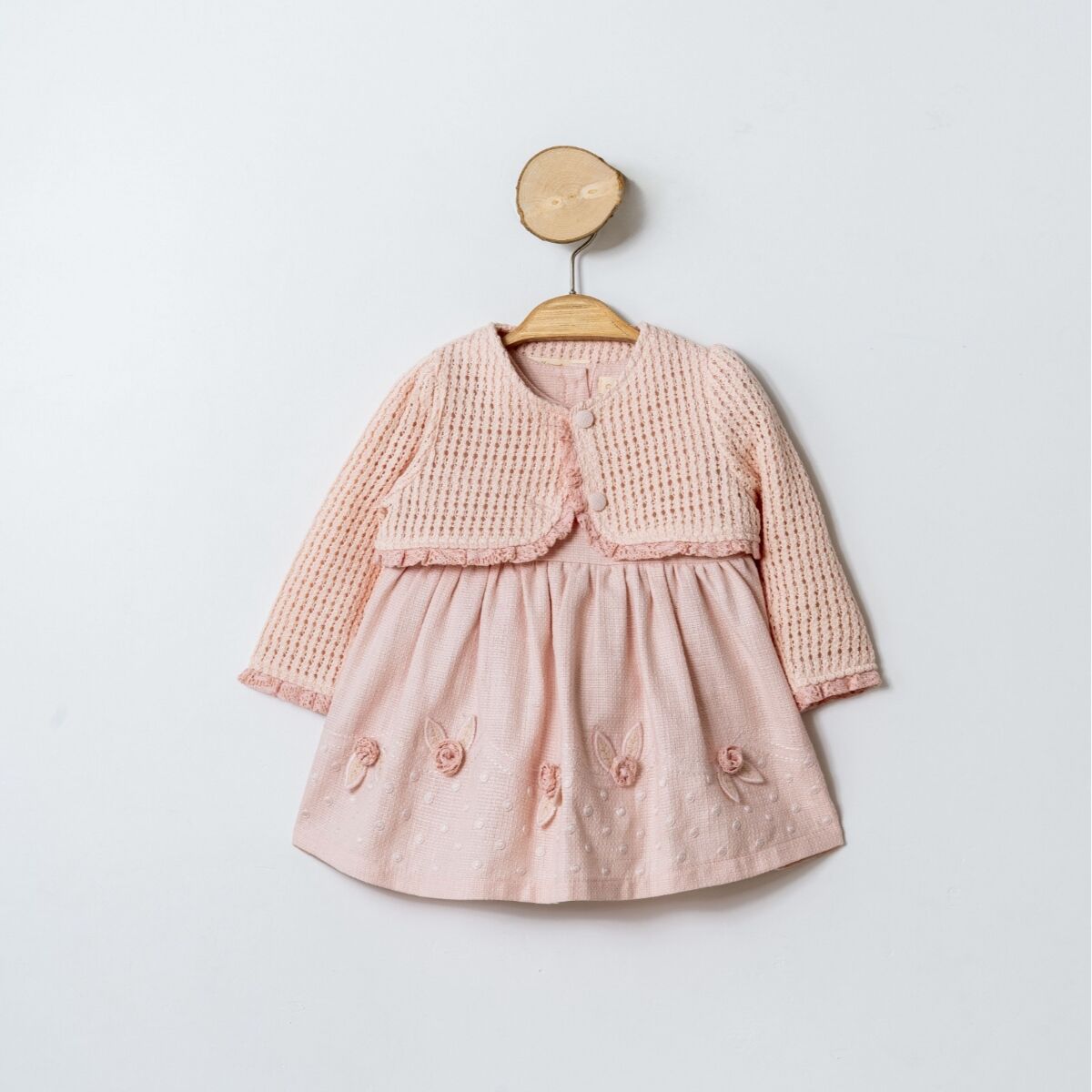 Pudra Rengi Örme Yelekli Kolsuz Elbise