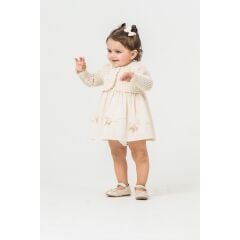 Bej Rengi Örme Yelekli Kolsuz Elbise