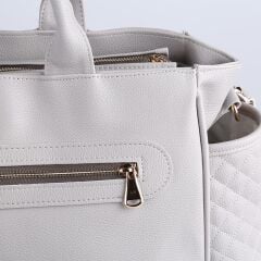 Gri Renk Deri Anne Bebek Bakım Çantası