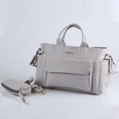 Gri Renk Deri Anne Bebek Bakım Çantası