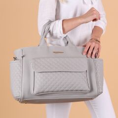 Gri Renk Deri Anne Bebek Bakım Çantası