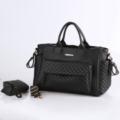 Siyah Renk Deri Anne Bebek Bakım Çantası