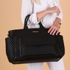 Siyah Renk Deri Anne Bebek Bakım Çantası