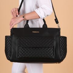 Siyah Renk Deri Anne Bebek Bakım Çantası