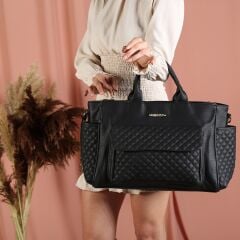 Siyah Renk Deri Anne Bebek Bakım Çantası