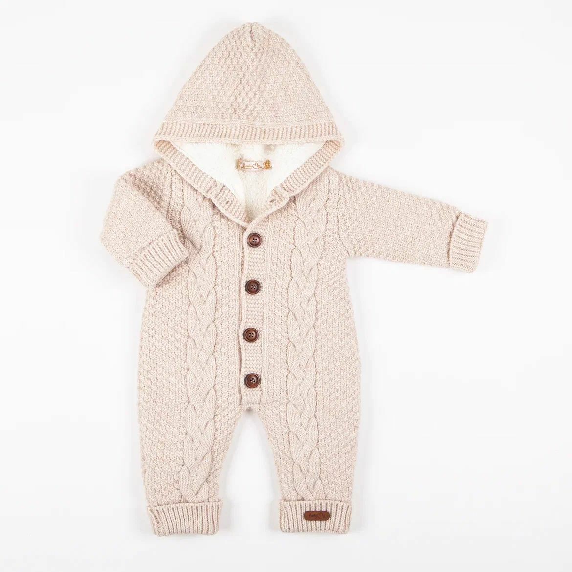 Bej Saç Örgülü Yünlü Tulum