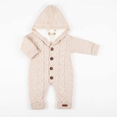 Bej Saç Örgülü Yünlü Tulum