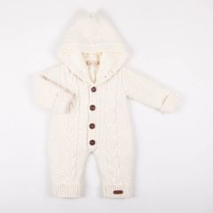 Krem Saç Örgülü Yünlü Tulum