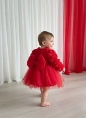 Kırmızı Güllü Tütü Elbise- 6 ay/ 5 yaş Arası