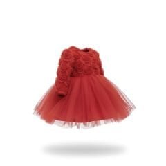 Kırmızı Güllü Tütü Elbise- 6 ay/ 5 yaş Arası