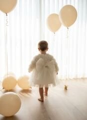 Ekru Güllü Tütü Elbise- 6 ay/ 5 yaş Arası