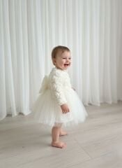 Ekru Güllü Tütü Elbise- 6 ay/ 5 yaş Arası