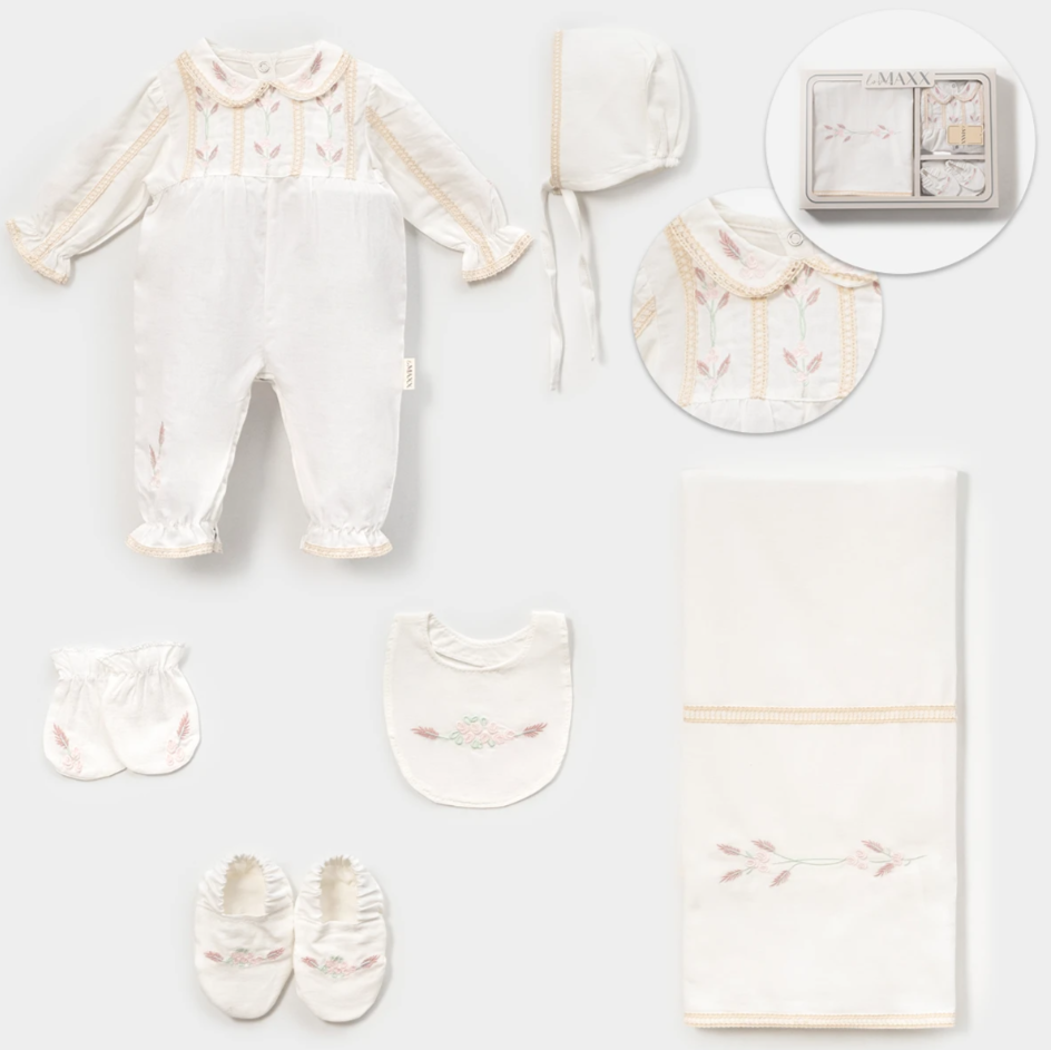 Çiçek Nakışlı Hastane Çıkışı- 6 Parça