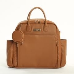 Taba Renk Deri Anne Bebek Bakım Sırt Çantası