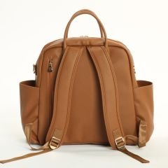 Taba Renk Deri Anne Bebek Bakım Sırt Çantası