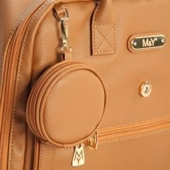 Taba Renk Deri Anne Bebek Bakım Sırt Çantası