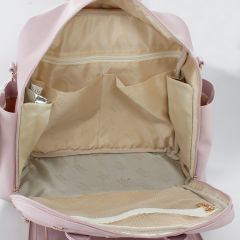 Pembe Renk Deri Anne Bebek Bakım Sırt Çantası
