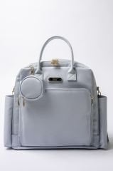 Mavi Renk Deri Anne Bebek Bakım Sırt Çantası